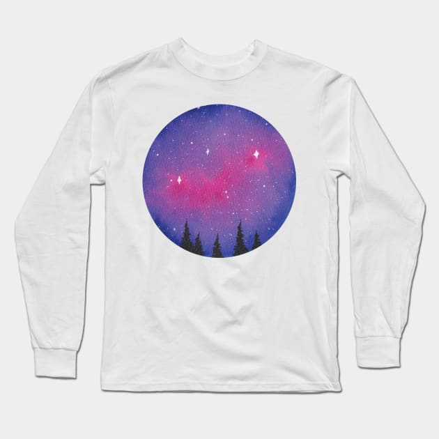 Purple galaxy Long Sleeve T-Shirt by RosanneCreates